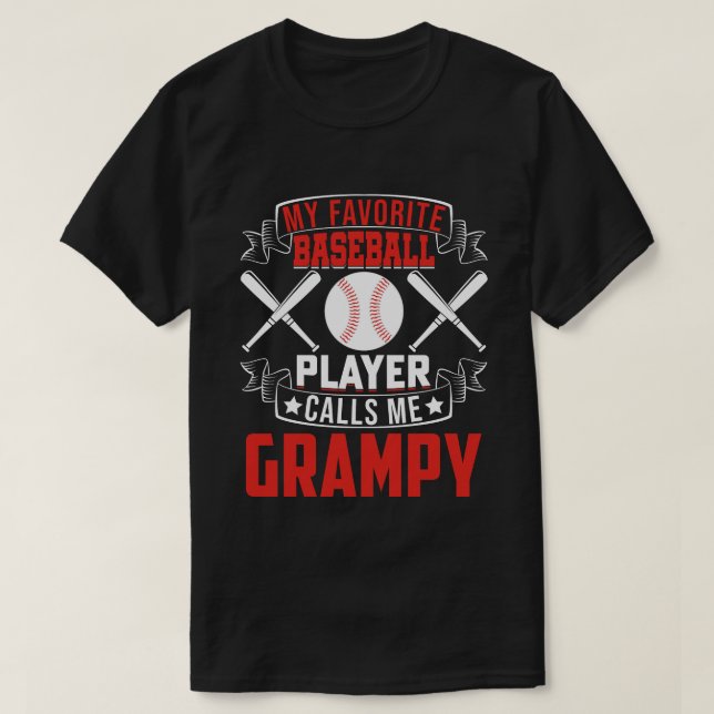 T-shirt Mon Joueur De Baseball Préféré M'Appelle GRAMPY (Design devant)