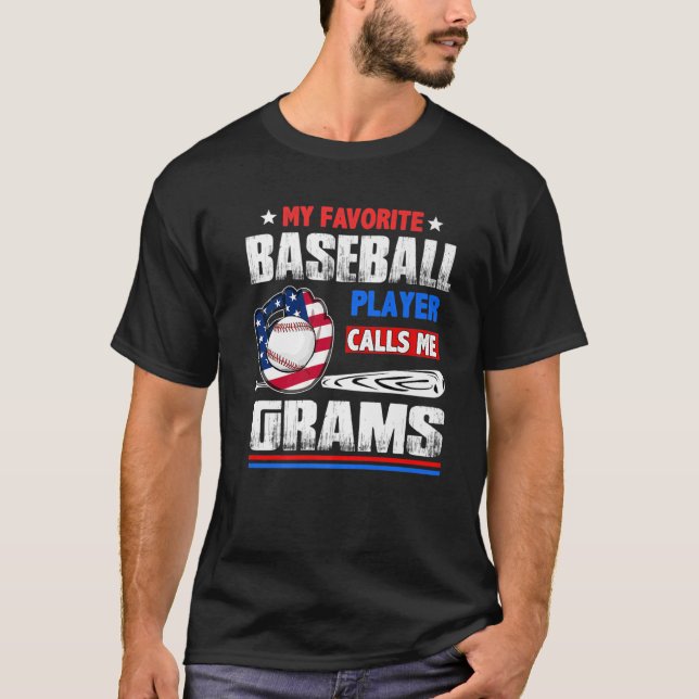 T-shirt Mon Joueur De Baseball Préféré M'Appelle Grams Mèr (Devant)