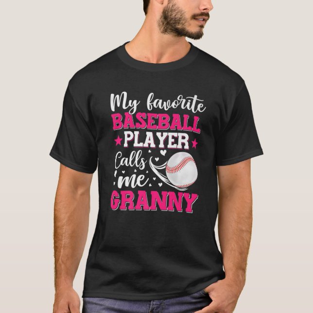 T-shirt Mon Joueur De Baseball Préféré M'Appelle Granny Mo (Devant)