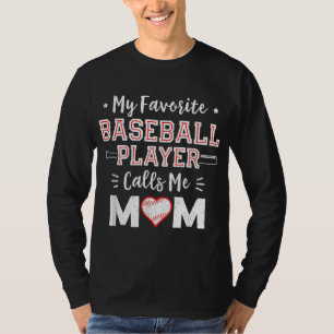 T-shirt Mon Joueur De Baseball Préféré M'Appelle Maman Bas