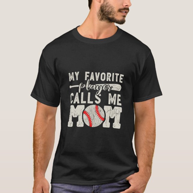 T-shirt Mon Joueur De Baseball Préféré M'Appelle Maman Coe (Devant)
