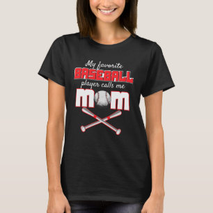 T-shirt Mon joueur de baseball préféré m'appelle maman pou
