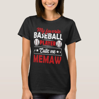 T-shirt Mon Joueur De Baseball Préféré M'Appelle MEMAW Bas