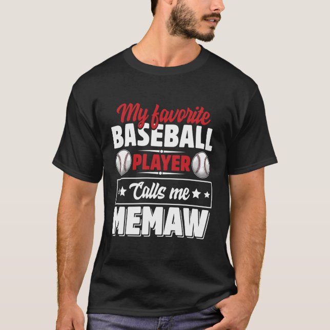 T-shirt Mon Joueur De Baseball Préféré M'Appelle Mémo Mère (Devant)
