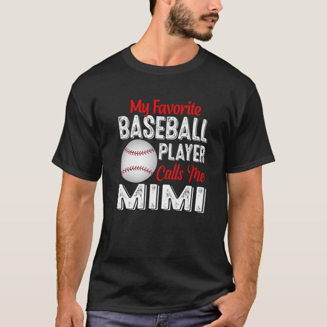 T-shirt Mon Joueur De Baseball Préféré M'Appelle Mimi Retr (Devant)