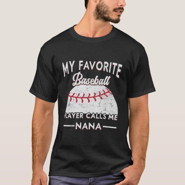 T-shirt Mon Joueur De Baseball Préféré M'Appelle Nana Base (Devant)