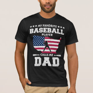 T-shirt Mon joueur de baseball préféré m'appelle papa