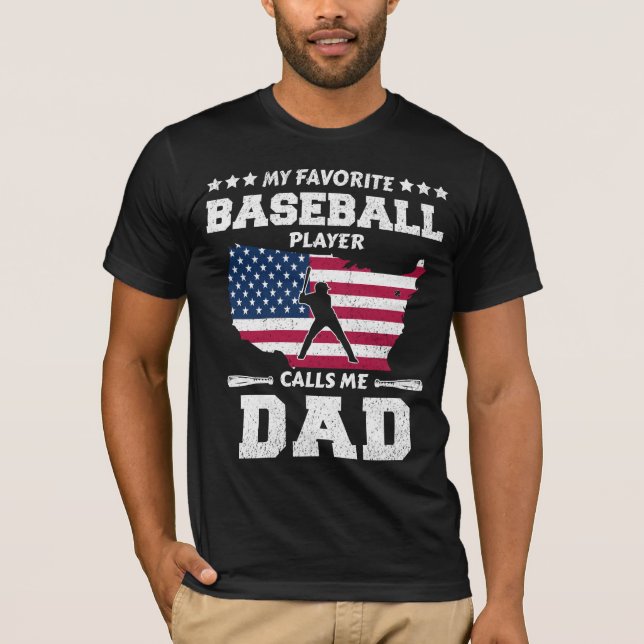 T-shirt Mon joueur de baseball préféré m'appelle papa (Devant)
