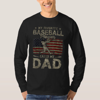 T-shirt Mon joueur de baseball préféré m'appelle papa Fête