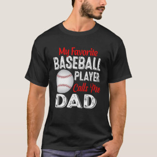 T-shirt Mon Joueur De Baseball Préféré M'Appelle Papa Retr