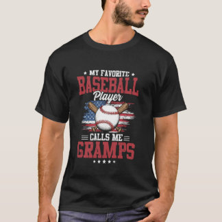 T-shirt Mon Joueur de Baseball Préféré M'appelle Papi Drap