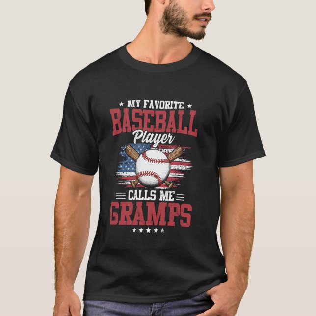 T-shirt Mon Joueur de Baseball Préféré M'appelle Papi Drap (Devant)