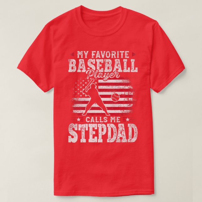 T-shirt Mon Joueur De Baseball Préféré M'Appelle Stepdad F (Design devant)