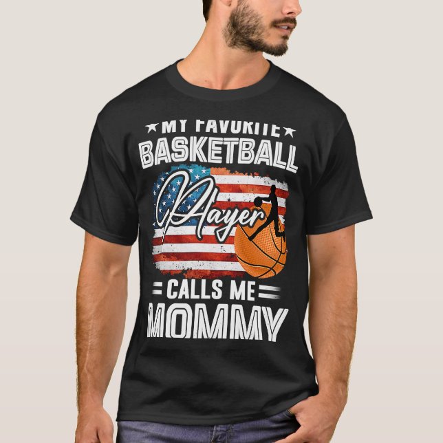 T-shirt Mon Joueur De Basket Favori M'Appelle Maman Ameri (Devant)