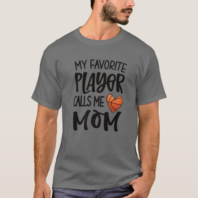 T-shirt Mon Joueur De Basket Favori M'Appelle Maman Basket (Devant)