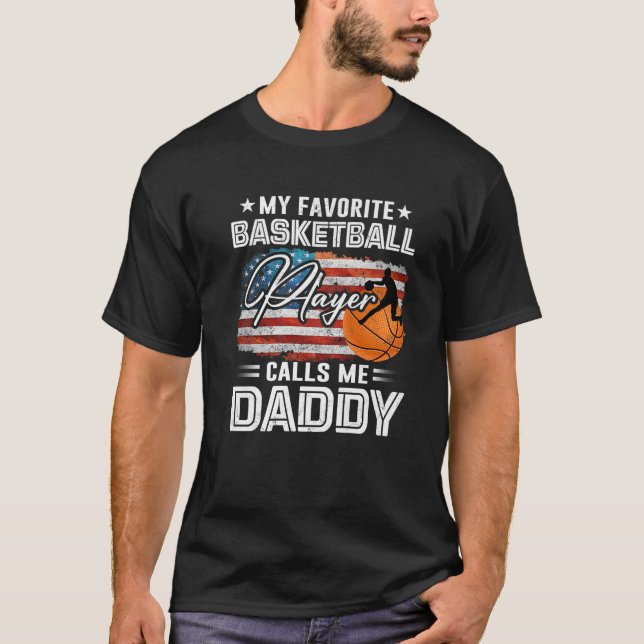 T-shirt Mon Joueur De Basket Favori M'Appelle Papa Ameri (Devant)