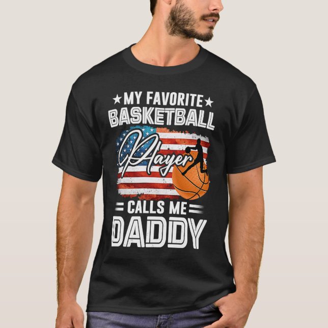 T-shirt Mon Joueur De Basket Favori M'Appelle Papa Ameri (Devant)