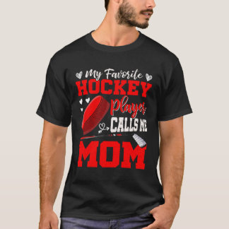 T-shirt Mon Joueur De Hockey Favori M'Appelle Maman Mignon