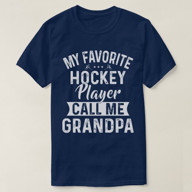 T-shirt Mon Joueur De Hockey Préféré M'Appelle Grand-Père (Design devant)