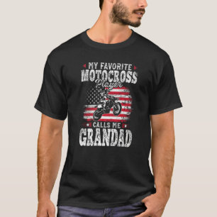 T-shirt Mon joueur de motocross préféré m'appelle Papy Fat