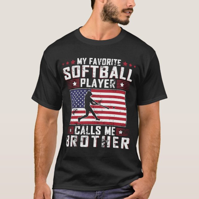 T-shirt Mon Joueur De Softball Favori M'Appelle Frère Fath (Devant)