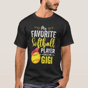 T-shirt Mon Joueur De Softball Favori M'Appelle Gigi Softb