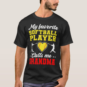 T-shirt Mon Joueur De Softball Favori M'Appelle Grandma Mo