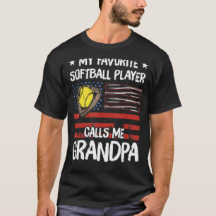 T-shirt Mon Joueur De Softball Favori M'Appelle Mon Favori