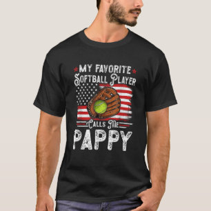 T-shirt Mon Joueur De Softball Favori M'Appelle Pappy Amer