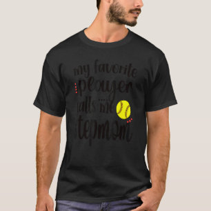 T-shirt Mon Joueur De Softball Favori M'Appelle Softball S