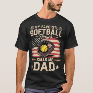 T-shirt Mon Joueur de Softball Préféré M'appelle Papa Drap