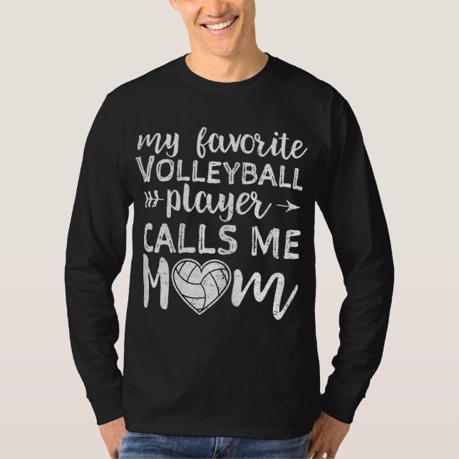 T-shirt Mon Joueur De Volley-Ball Favori M'Appelle Maman (Devant)