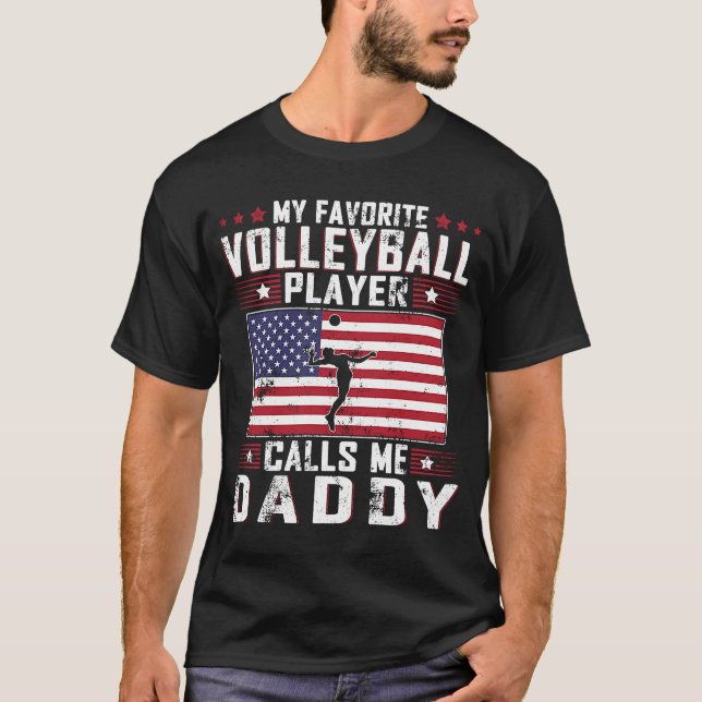 T-shirt Mon Joueur De Volley-ball Préféré M'Appelle Papa F (Devant)