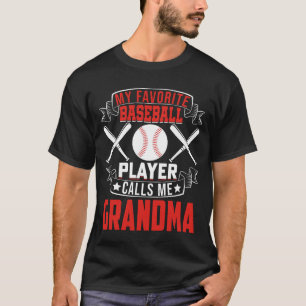 T-shirt Mon joueur favori de baseball m'appelle GRANDMA