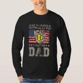 T-shirt Mon Joueur favori de softball m'appelle Dieu Papa