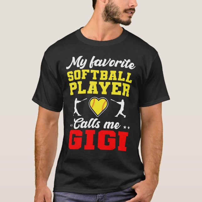 T-shirt Mon Joueur favori de softball m'appelle la Mère Gi (Devant)