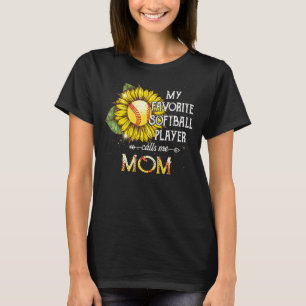 T-shirt Mon Joueur favori de softball m'appelle maman tour