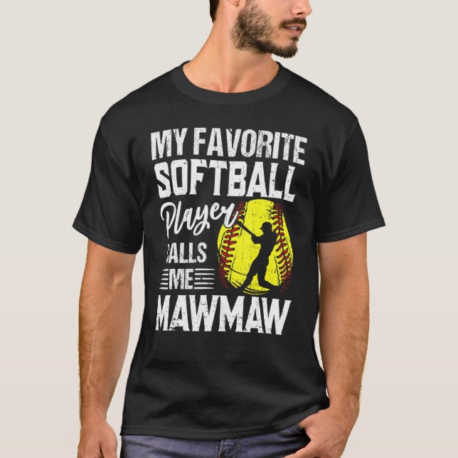 T-shirt Mon Joueur favori de softball m'appelle Mawmaw (Devant)