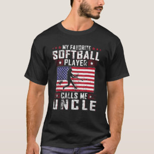 T-shirt Mon Joueur favori de softball m'appelle oncle père