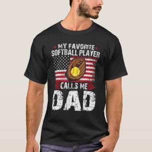 T-shirt Mon Joueur favori de softball m'appelle Papa Softb