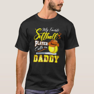 T-shirt Mon Joueur favori de softball m'appelle Papa Softb