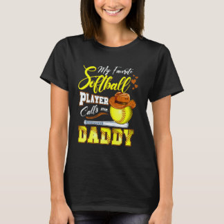 T-shirt Mon Joueur favori de softball m'appelle Papa Softb