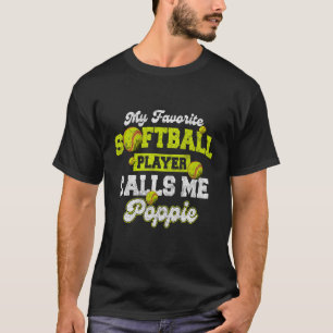 T-shirt Mon Joueur favori de softball m'appelle Poppie Vin