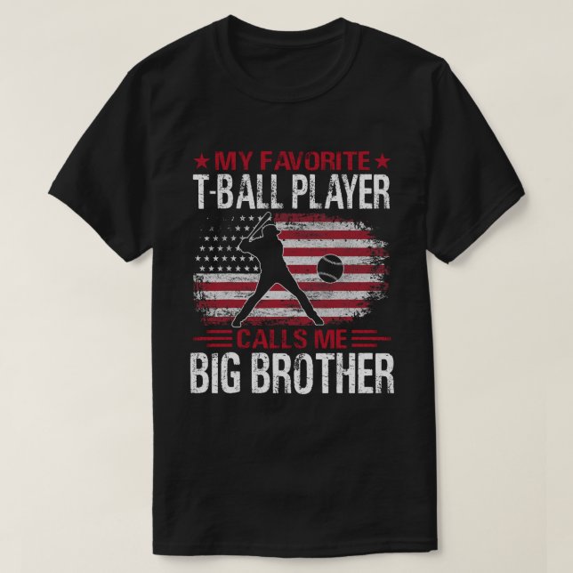 T-shirt Mon Joueur Favori De T-Ball M'Appelle BIG BROTHER  (Design devant)