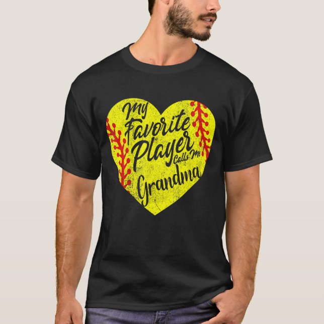 T-shirt Mon Joueur Favori M'Appelle Grand-Mère Softball Co (Devant)
