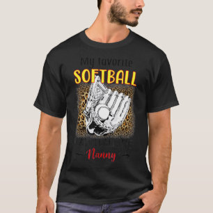T-shirt Mon Joueur préféré de softball m'appelle Nanny Mot