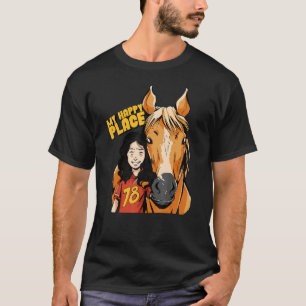 T-shirt Mon Joyeux Lieu Horseback Équitation Cheval Pour F