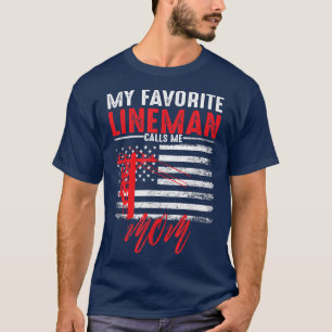 T-shirt Mon lineman préféré m'appelle maman drôle drapeau