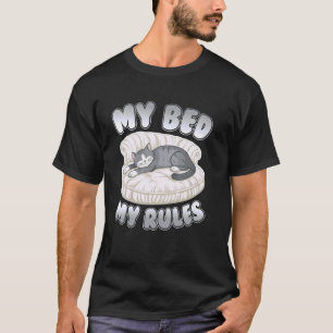 T-shirt Mon Lit Mes Règles Drôle Humoristique Chat Dormant