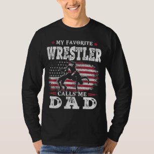 T-shirt Mon lutteur favori m'appelle Papa USA Flag Père
